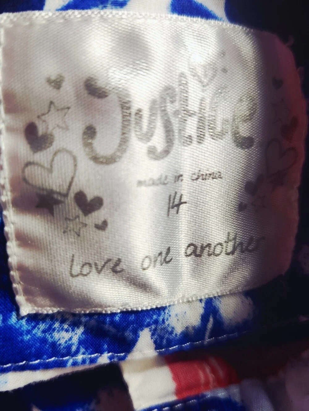 Girl Justice Sleevless Shirt Flag 4th Of July Sz 14 Red White Blue Bottom Tie